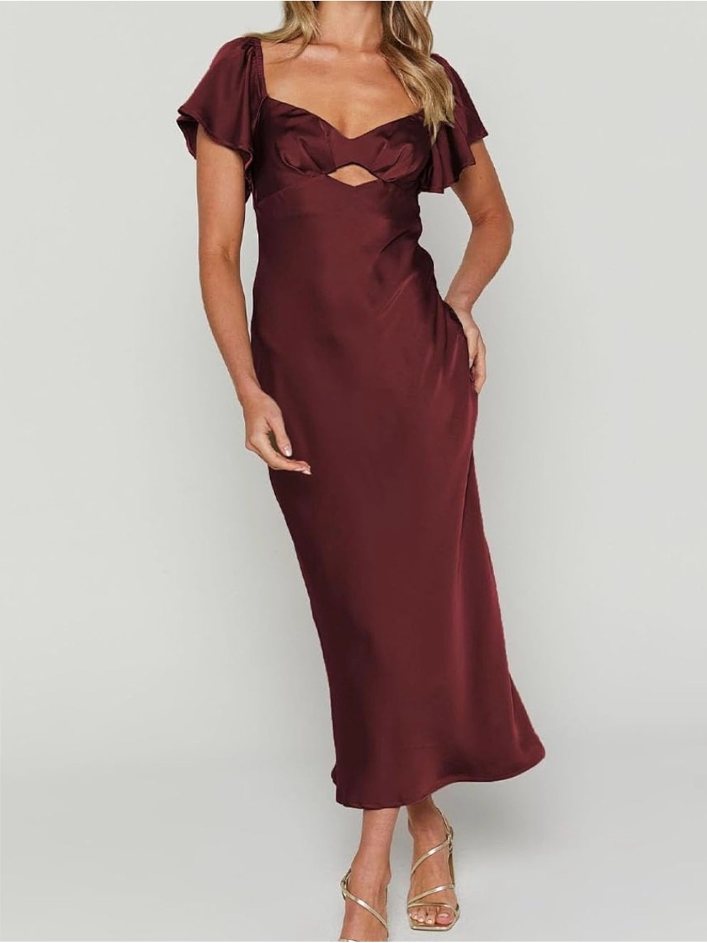 Silky Burgundy / Red Cutout Slip Dress